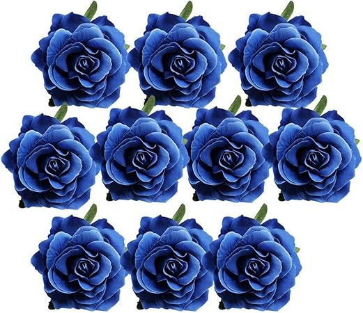 Amazon Kesoto 10個セット 人工造花 バラ 花嫁 髪飾り 撮影 Diy 手芸用 10色選べ 青 造花 通販