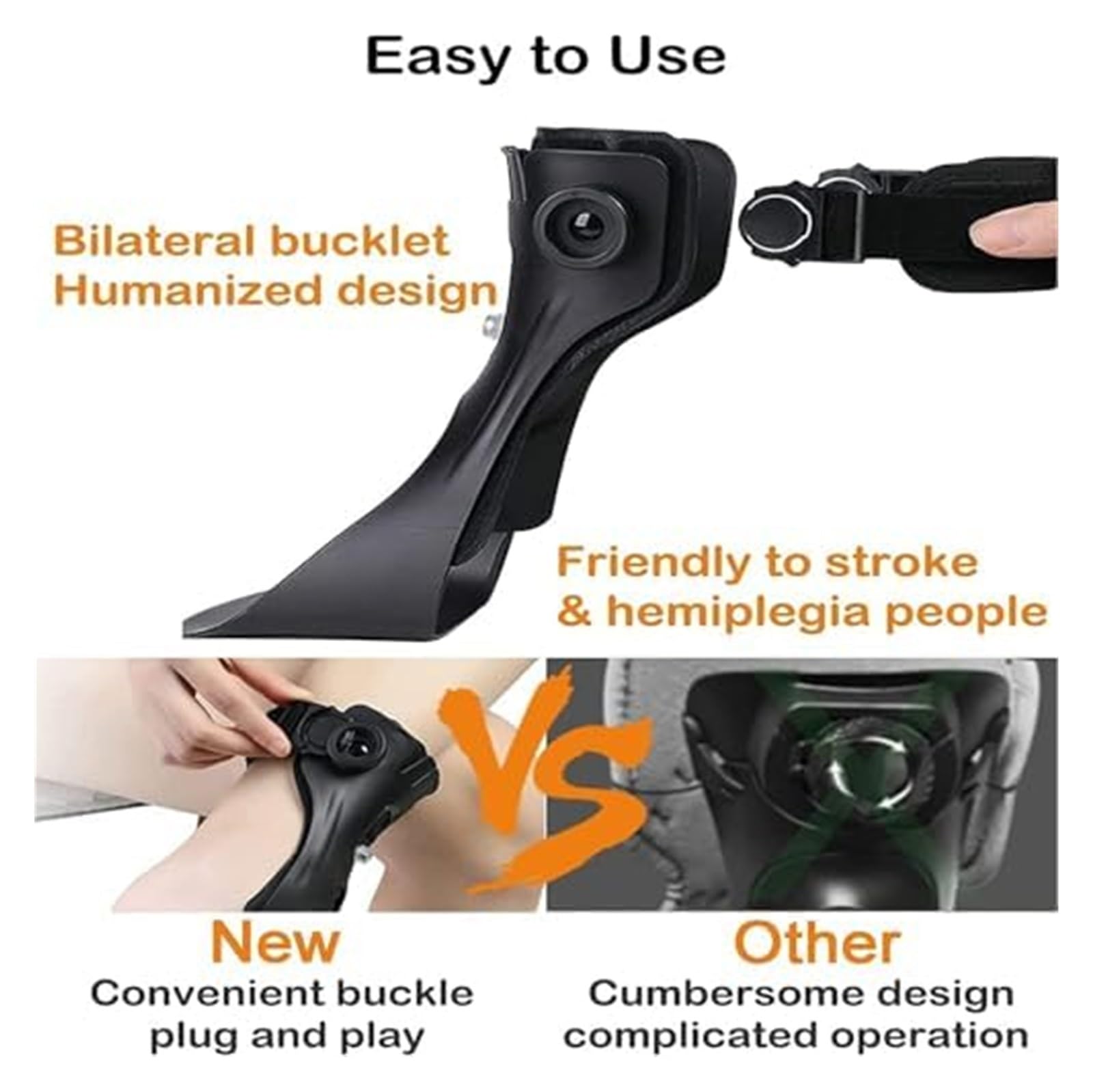 Soporte de pie caído para asistencia al caminar, soporte ajustable AFO para fascitis plantar, tendinitis de Aquiles y recuperación postoperatoria para pie izquierdo o derecho