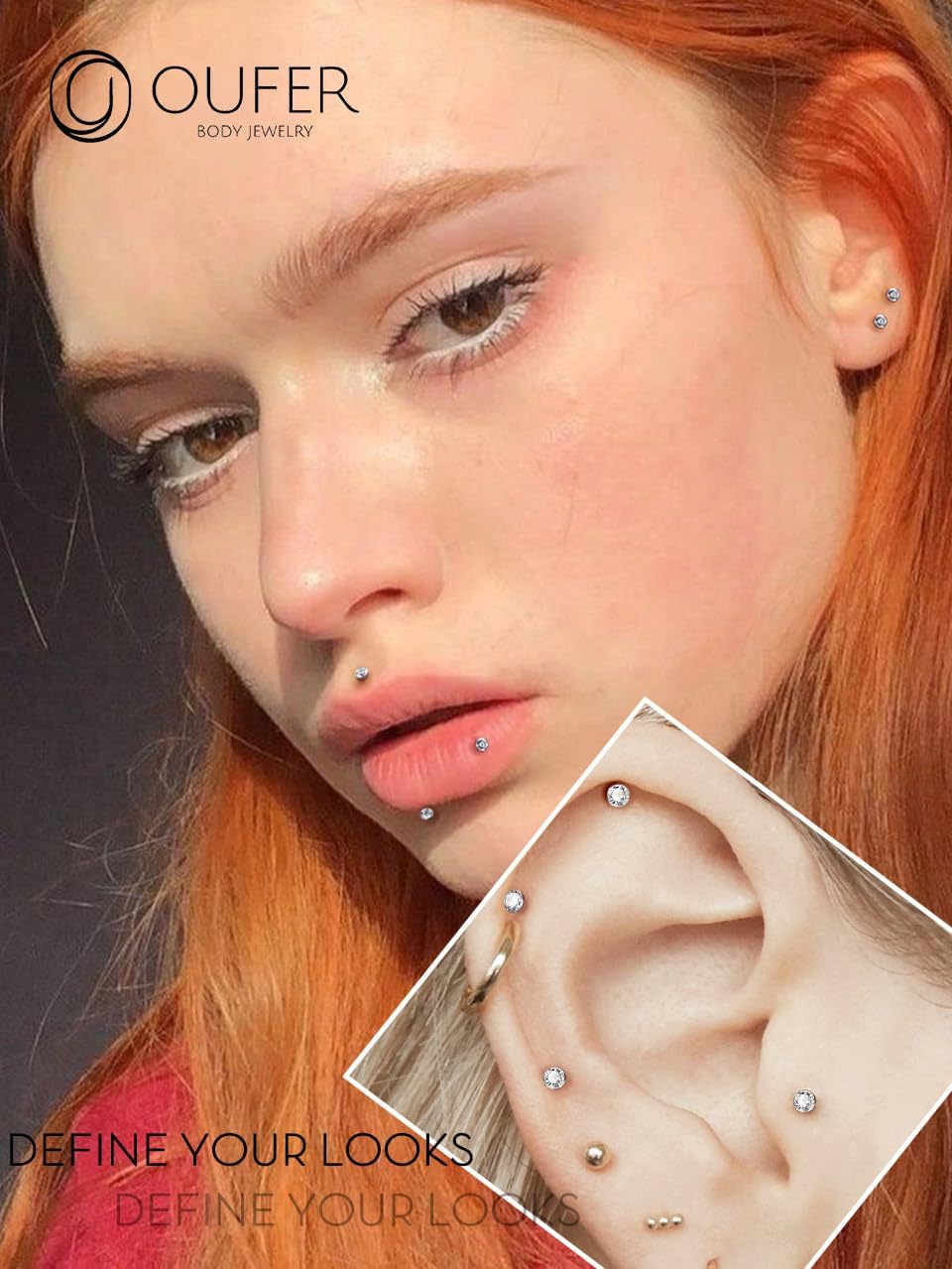 OUFER 2Pcs 20G/18G/16G G23 Titanium Threadless Nose Stud Earrings Flat Back Tiny CZ Small Nose Helix Cartilage Tragus Conch Labret Medusa Monroe Piercing Jewelry for Women Men - Image 5