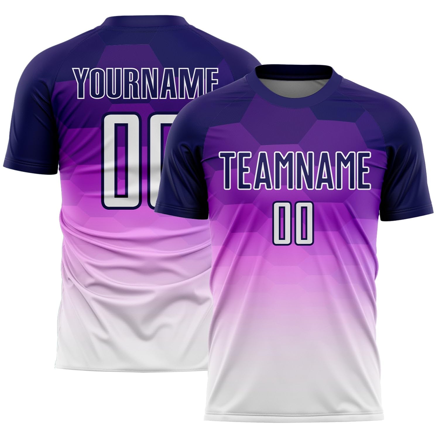 Generic Custom Soccer Jerseys for Men Women Youth Kids, Purple White Gradient Personalized Soccer Jersey Printed Name Number Logo Mens Clothing