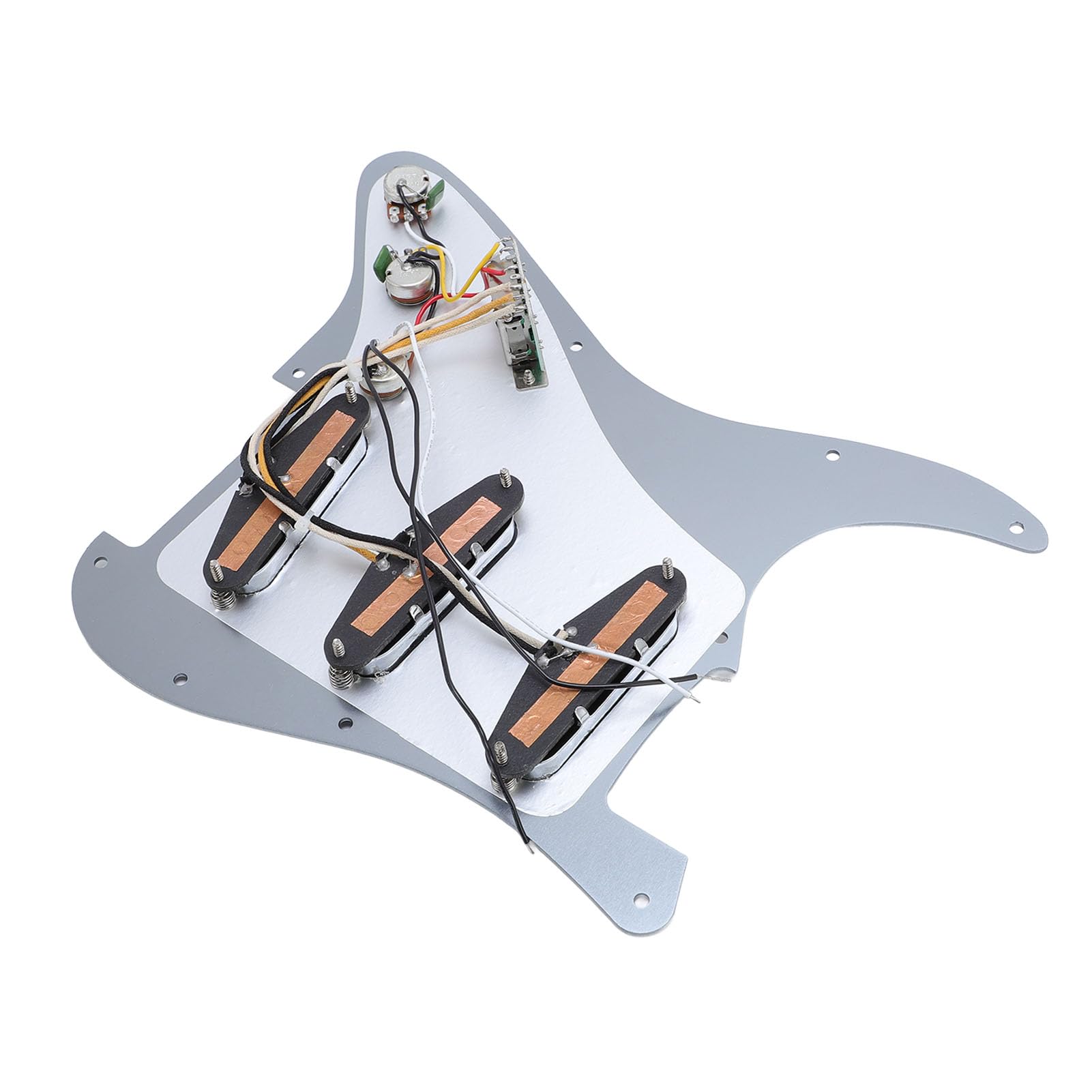 Golpeador SSS de Aleación de Aluminio, Golpeador de Guitarra con 11 Agujeros, Protectores de Púas de Guitarra Monobobina de Aleación de Aluminio, Reemplazo de Placa Rayada, Cargado SSS