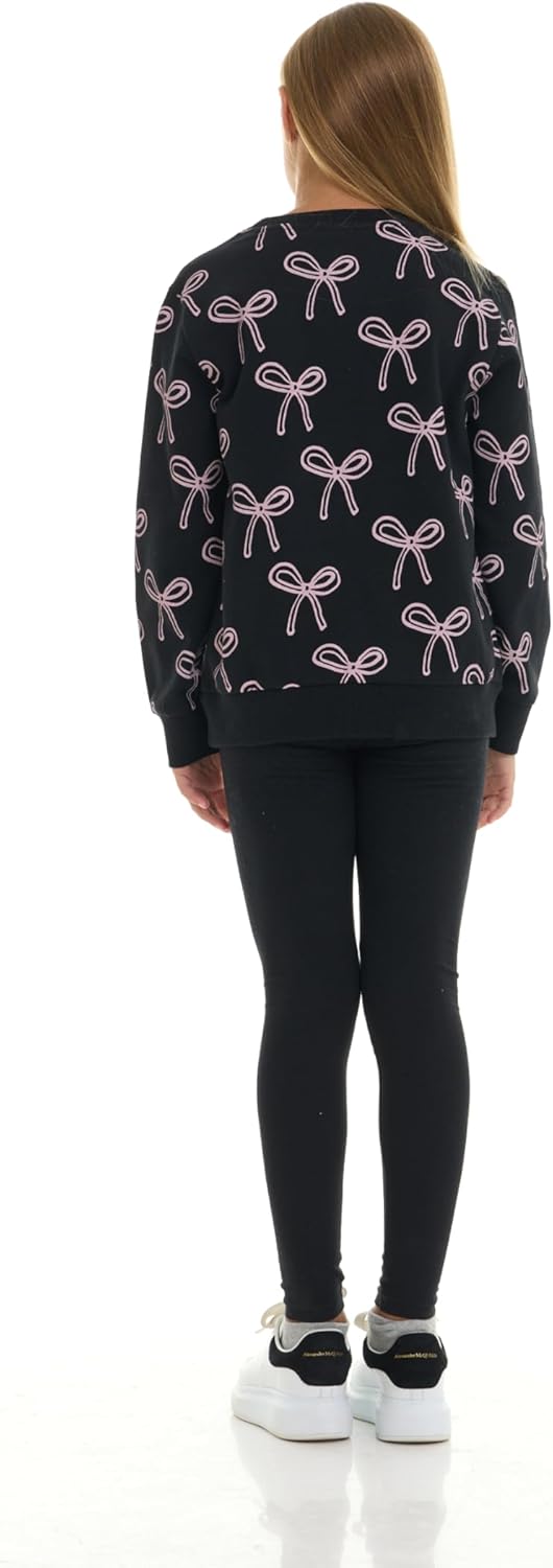 Pink Angel 2-Pack Girls Fleece Crewneck Sweatshirts – Soft Cotton Blend Pullover Tops for School, Play, and Layering - Image 4