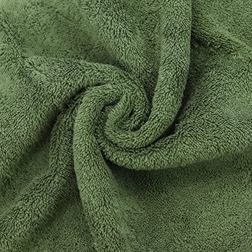 Luxury Hotel & Spa Collection, Quick Dry 100% Turkish Cotton 700 Gsm, Eco Friendly Towel, For Bathroom, Gymand Kitchen Dobby Border Soft Hand Towel Set 16 X 30, Moss, Hand Towels - Set Of 6 #TOP2