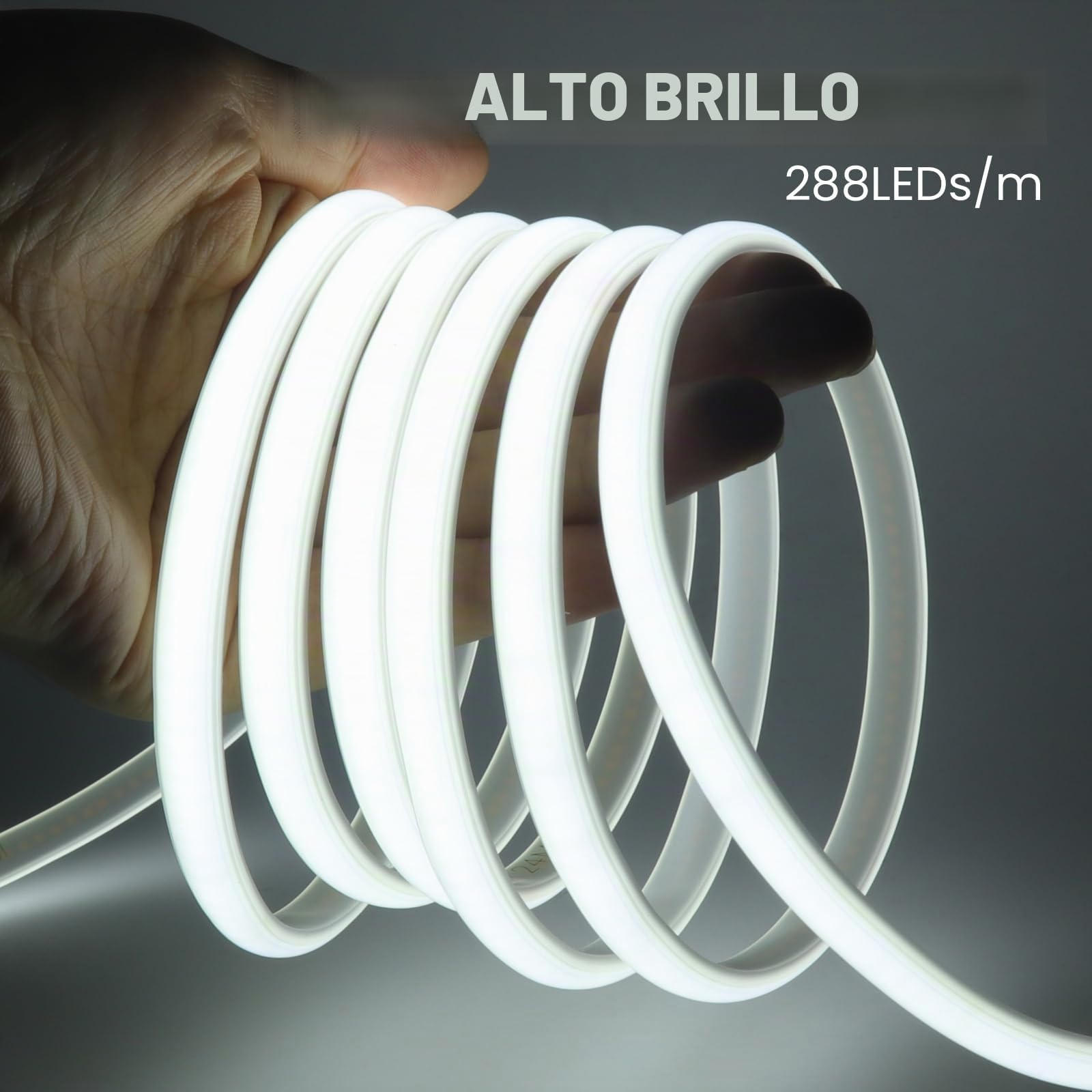 220V COB LED tira de neón，30m luz blanca 6000K，Recortable, impermeable y flexible，Diseño DIY，Ideal para decorar dormitorios, salones, salas de juegos, cocinas y tiendas