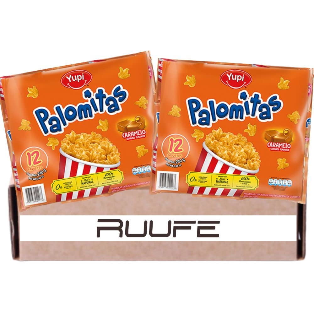 Palomitas Yupi Caramelo (24 Pack) The most delicious Caramel popcorn-looking snack Colombian snacks Colombian food dulce colombiano mecato colombiano