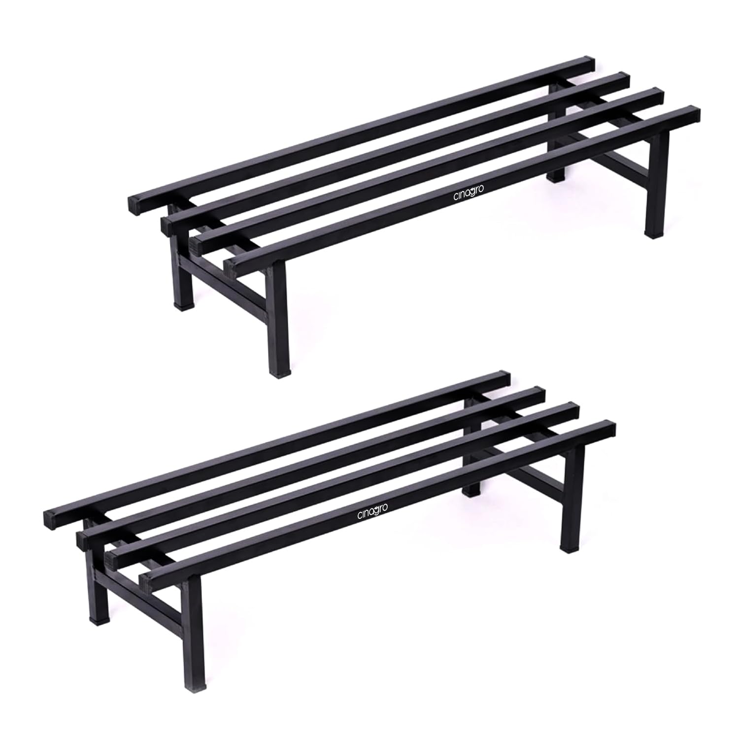 CINAGRO Rectangular Heavy Metal Plant Stands, 24 inch, 7-layer Powder Coating, Anti-Rust Finish, Pot Stand for Indoor & Outdoor Home, Garden Display, Withstands up to 250 kg, Pack of 2, 76 x 24 x 18cm