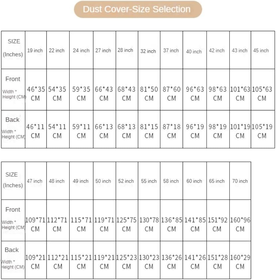 TV Cover Indoor TV Screen Protector Modern Geometric Pattern TV Dust Cover LED LCD Wall Mounted Universal Computer/TV Display Protective Living Room Art Decoration Cover-Beige-2||55 inch(130*78cm)