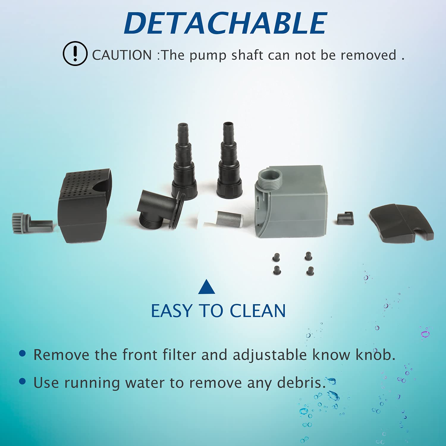 WaterRebirth HSUP-2100F - Bomba de agua sumergible con chorros de fuente - Bomba de estanque - Bomba de acuario - Bomba de fuente de plástico negro - 555 GPH, 780 L/H, 110 V, electrónica, exterior