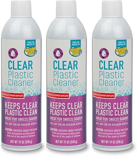 Invisible Glass 91014-3PK - Limpiador de pantalla y plástico de 19 onzas, antiempañante y antiestático para superficies de plástico, pantallas