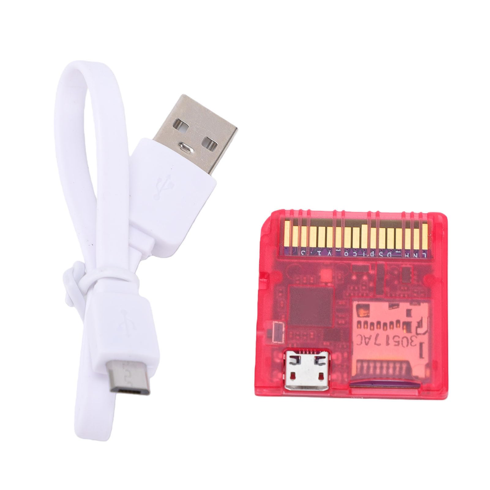 Yunseity DSPico DS Flashcard pour ND 3DS 2DS DSi NDSL NDS, Lecteur de Carte de Jeu Open Source RP2040 avec Vitesse de 6 Mo/s, Cartouche Flash de Mise à Niveau R4 pour Logiciel Homebrew et (Rouge