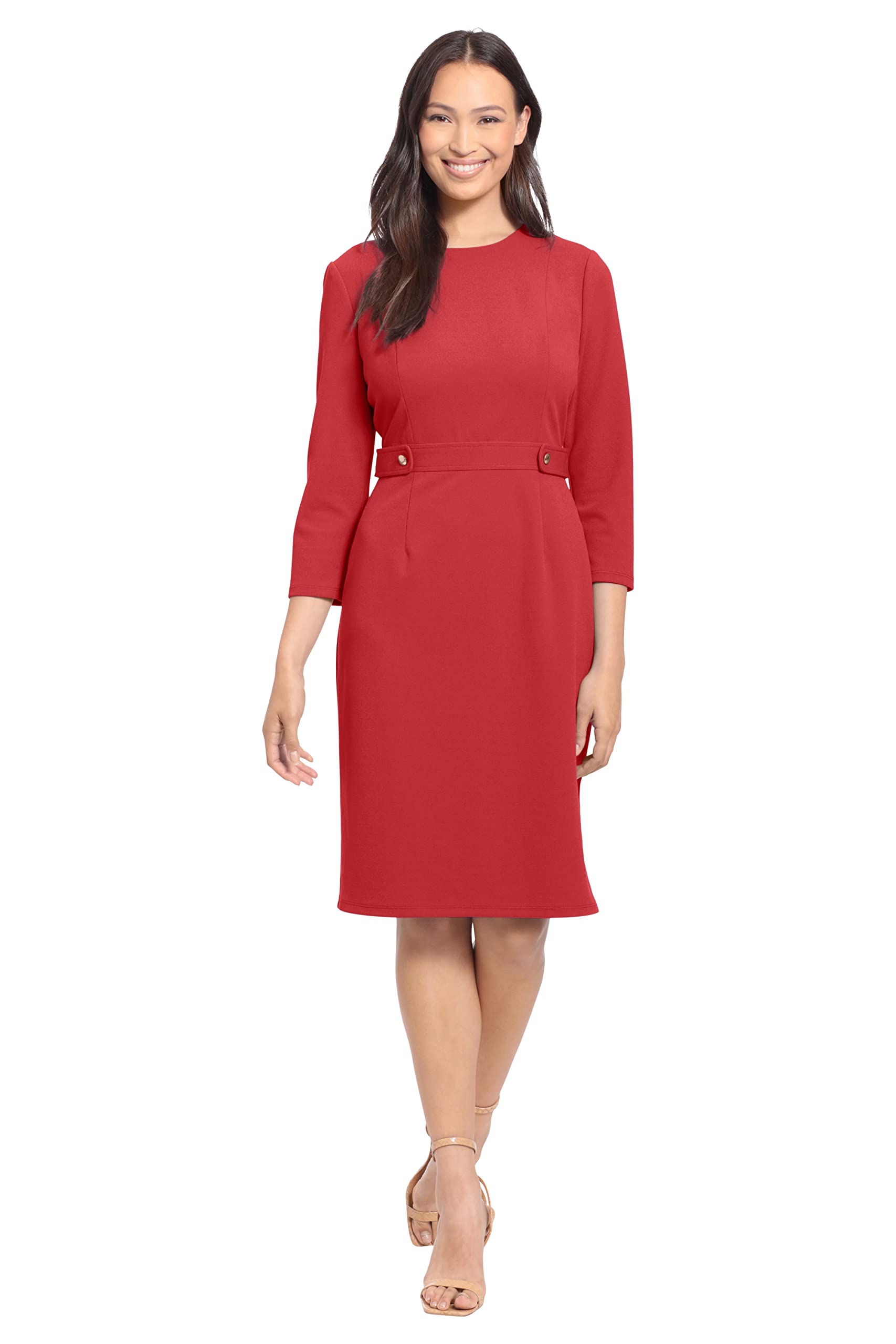 London Times Womens Side Tab Midi Dress