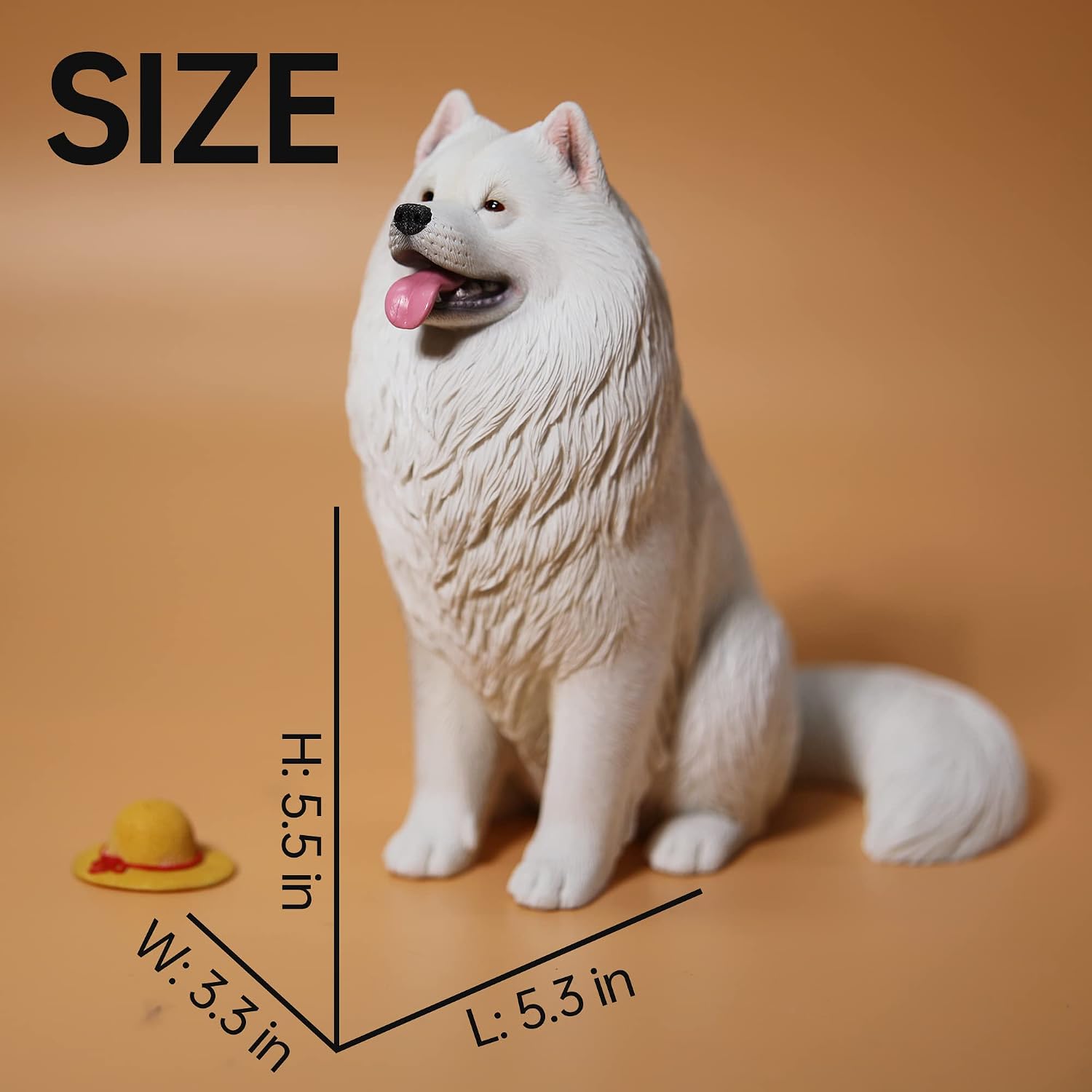 JXK MMOS X Standing Samoyed Dog Statue with A Cute Tongue, White Dog with Intricate Textures, Gift for Pet Lovers
