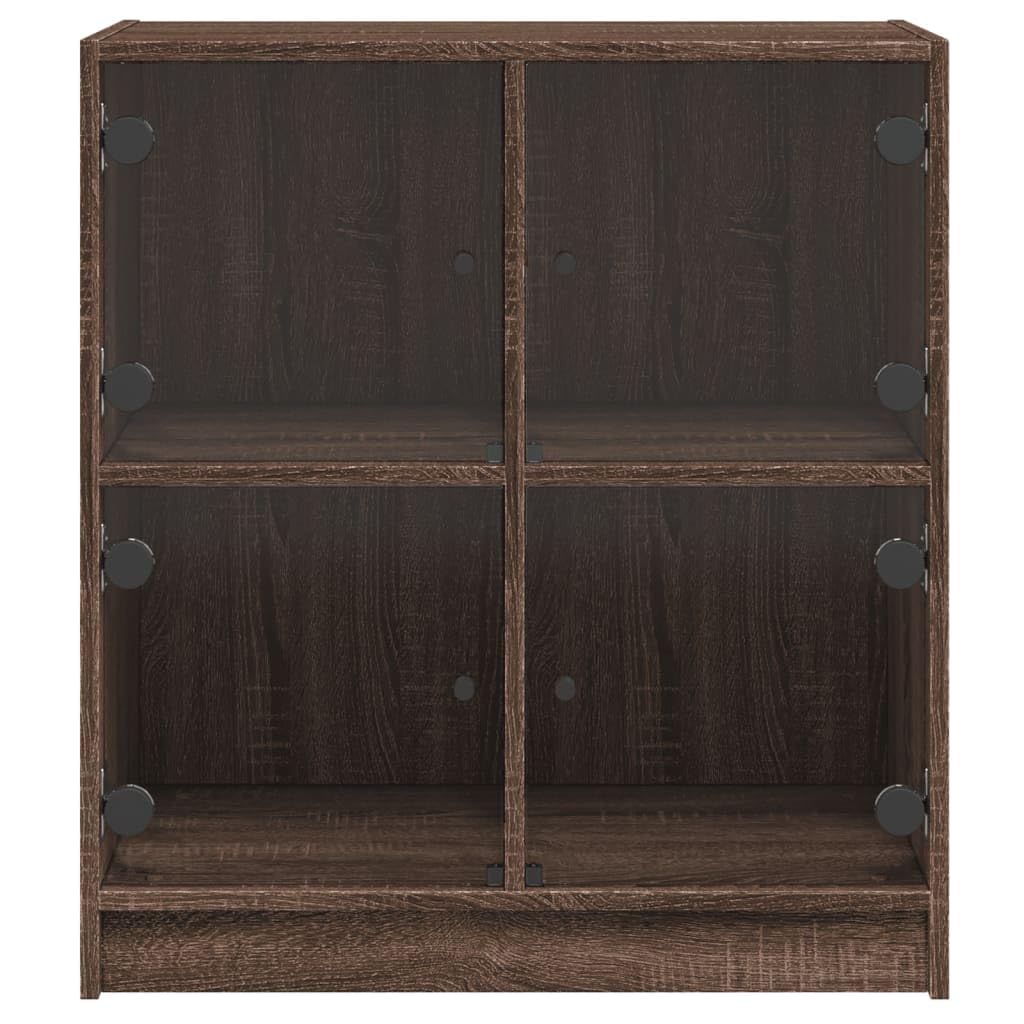 Home & Garden Armoire d'appoint avec portes vitrées Chêne marron 68 x 37 x 75,5 cm