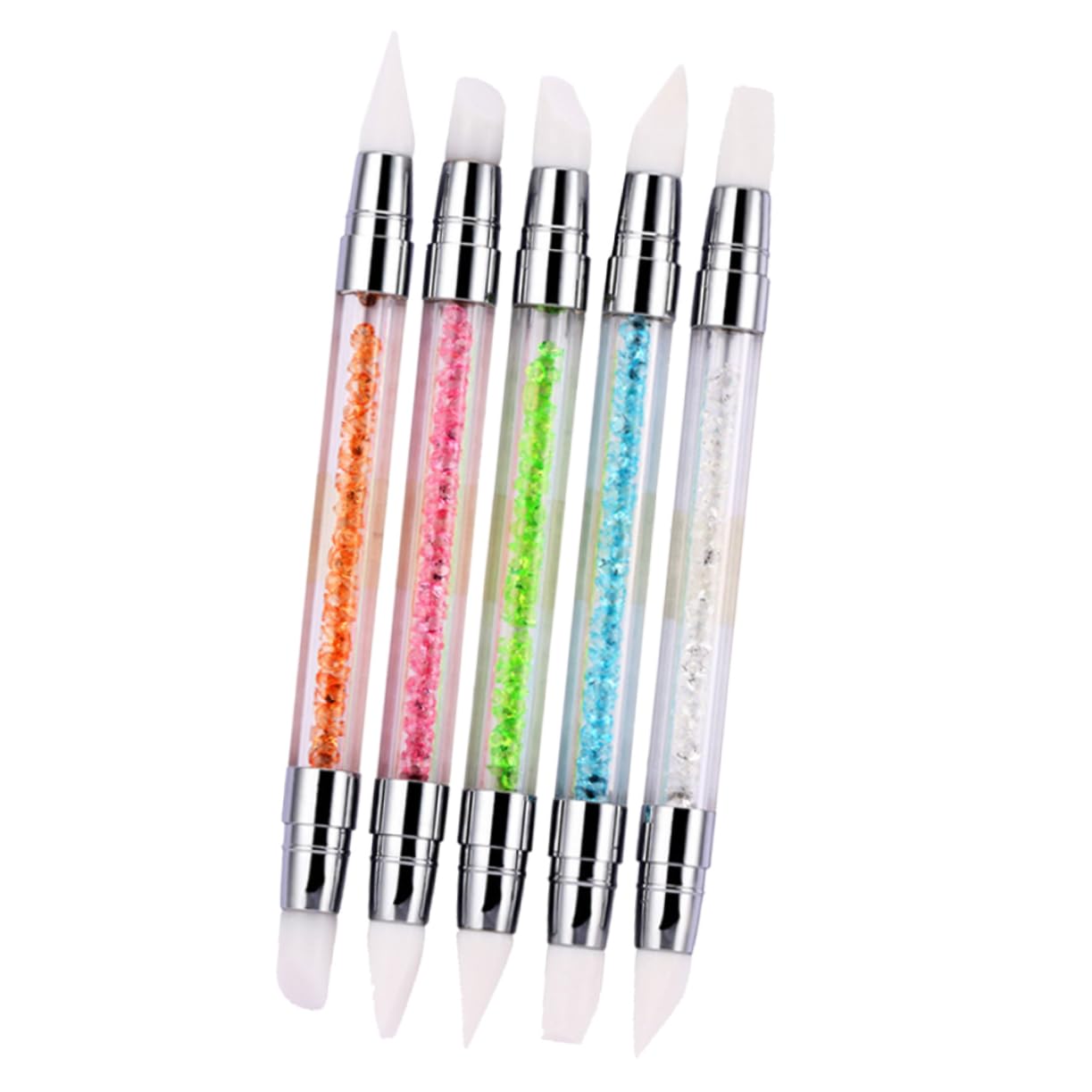 FRCOLOR 15pezzi Pennelli Per Nail Art Silicone Con Testa Doppia e Strass Manicure Per Decorazioni Unghie Pennelli Leggeri e Maneggevoli Per Pittura e Disegno Unghie