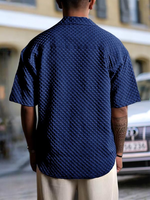 Image of Pinkmint Bubble Textured Shirt for Men ll Half Sleeve Stylish Button Down Shirt's ll Men's Pocket Shirt (Pack of 1)