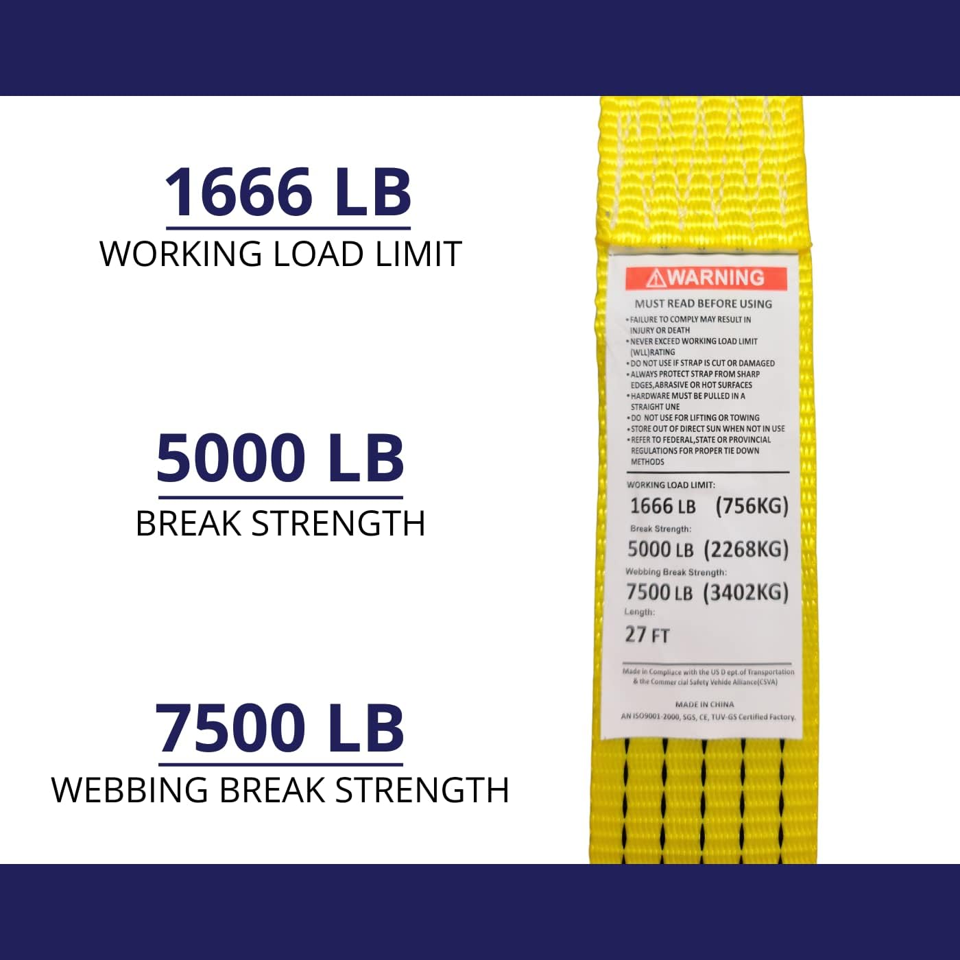 Ratchet Tie Down Straps, 2 in x 27 ft, 5,000 lb Breaking Strength, J-Hook, 4-Pack