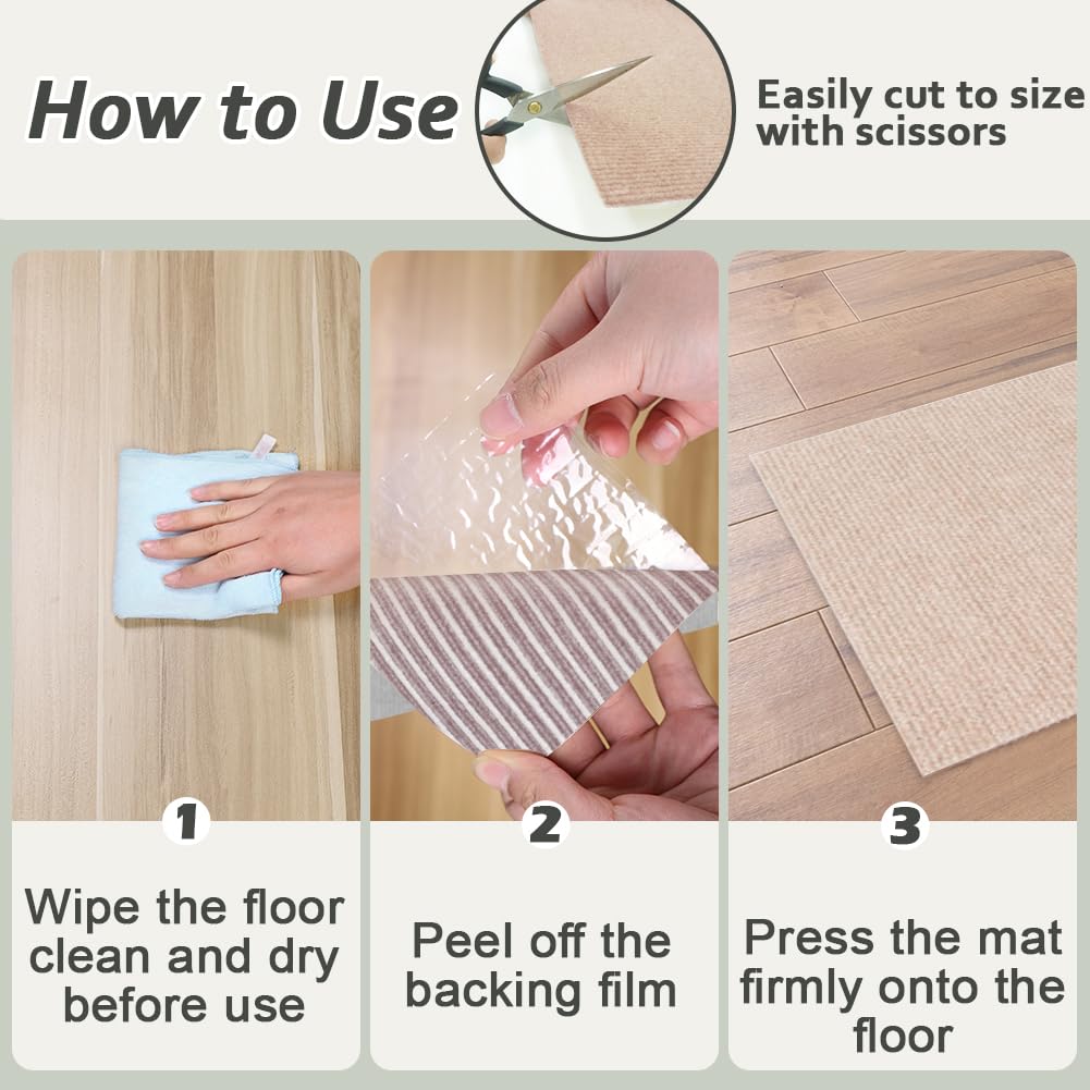 Katzentoilettenmatte mit Vakuum-Griffrückseite, waschbar, Anti-Tracking, Katzentoilettenmatte, Streukontrolle, rutschfeste Welpen-Trainingsmatte, leicht zu reinigen, Beige, 90 x 60 cm