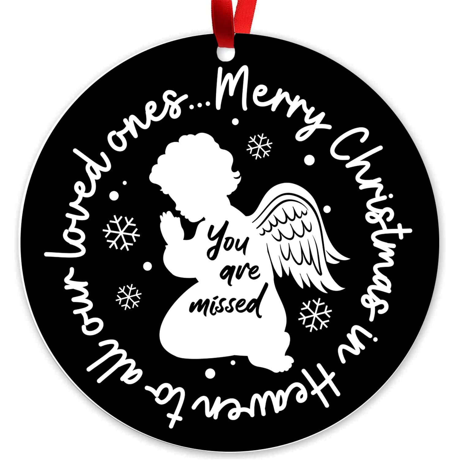 Merry Christmas in heaven Poem Ornament Xmas Tree hanging Decoration Memorial Plaque Gift in memory of loved ones in heaven christmas decoration for christmas tree
