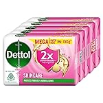 Dettol Skincare Moisturizing Beauty Bathing Soap Bar with Argan Oil (750gm) | Softer Skin, 150gm, Pack of 5