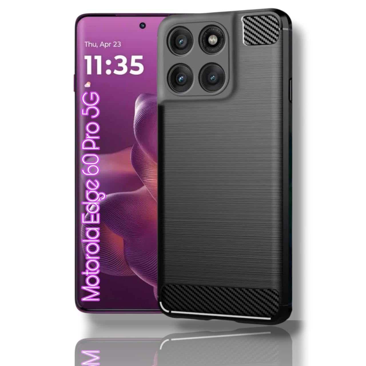 Ultimate Black Armor Back Cover Case for Motorola Moto Edge 60 Pro 5G; Sleek, Stylish, and Unbeatable Protection | Carbon Fibre Rugged Armour (Black).