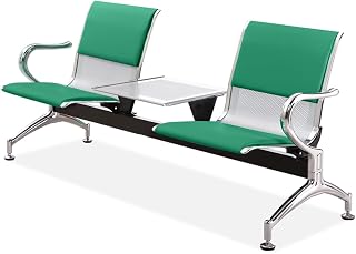 Waiting Room Chair Bench - Airport Reception Chairs with Coffee Table and Arms Lobby Bench Seating for Airport, Office, Bank, Hospital, School, Barbershop(Green)