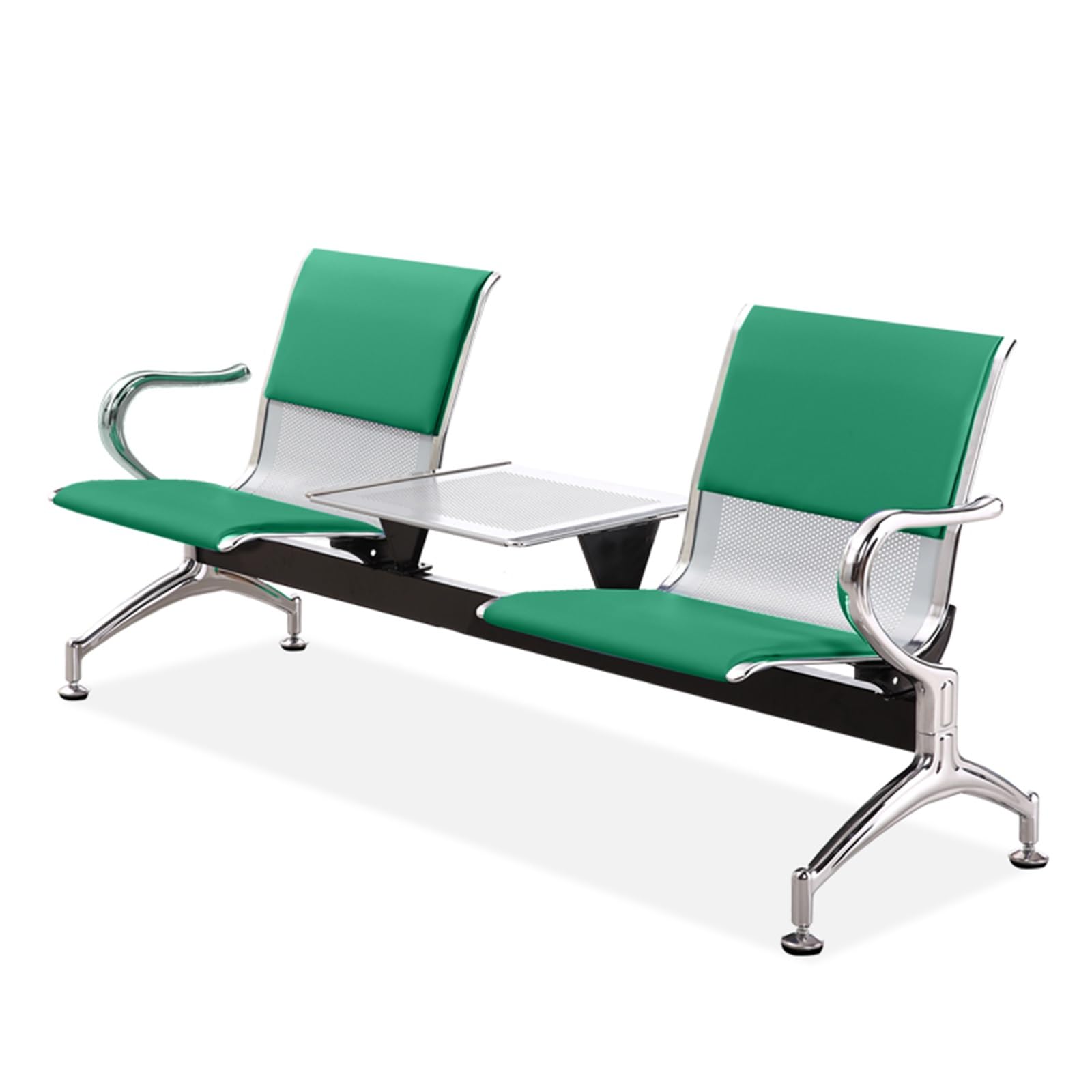 SaryEdge Airport Reception Chair Bench with Coffee Table & Arms - Lobby Seating for Office, Bank, School, Barbershop - Comfortable Furniture,