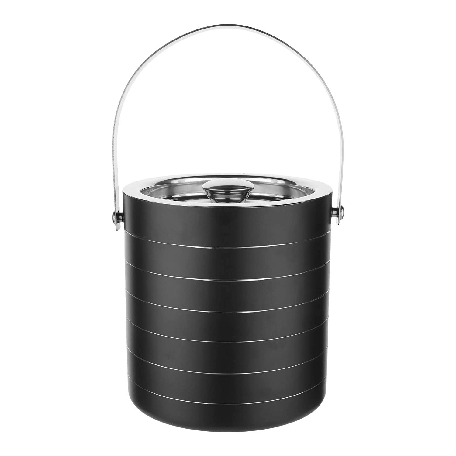 HAINE Barware 4 Pieces Bar Set of Double Wall Ice Bucket, Ice Tong, Measurement Jig and Muddler, Stainless Steel 3