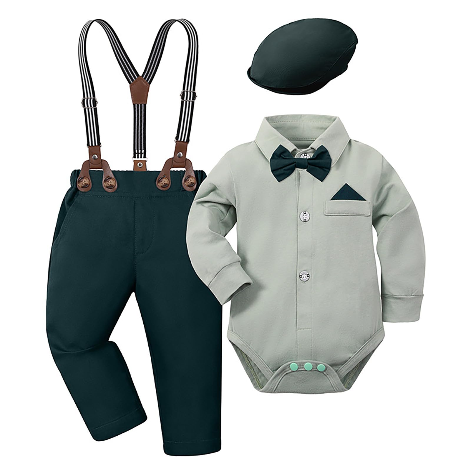 Pagliaccetto con bretelle e papillon per occasioni festive, feste di compleanno e eventi serali. Elegante outfit a due pezzi per bambini nella vita di tutti i giorni, versatile, ideale per la