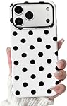 NITITOP Compatible with iPhone 16 Plus Case Cute Polka Dots Pattern for Women Girls Men Boy Hybrid 2 Layers Matte Back Shockproof Protective Cover - White