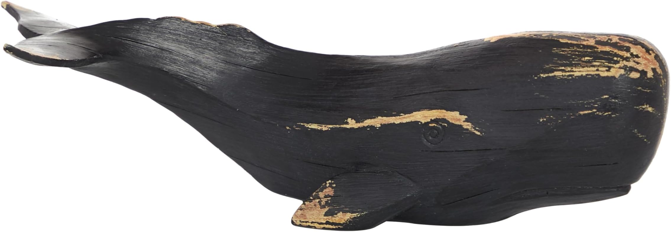 Deco 79 Polystone Whale Handmade Decorative Sculpture Home Decor Statue, Accent Figurine 14" x 5" x 4", Black