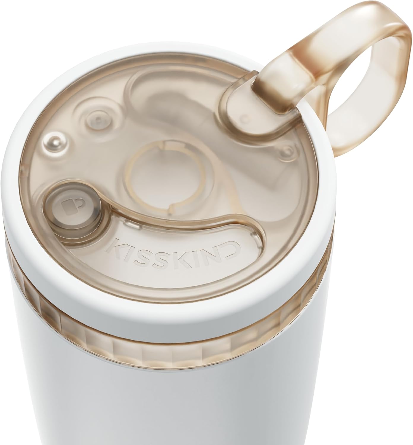 KISSKIND 20 Oz Iced Coffee Tumbler with Hidden Straw, Insulated Stainless Steel Coffee Tumbler, Leakproof Ceramic Lined Travel Cup for Subway Commuting, Slim Tumbler for To-Go, Clean Brew