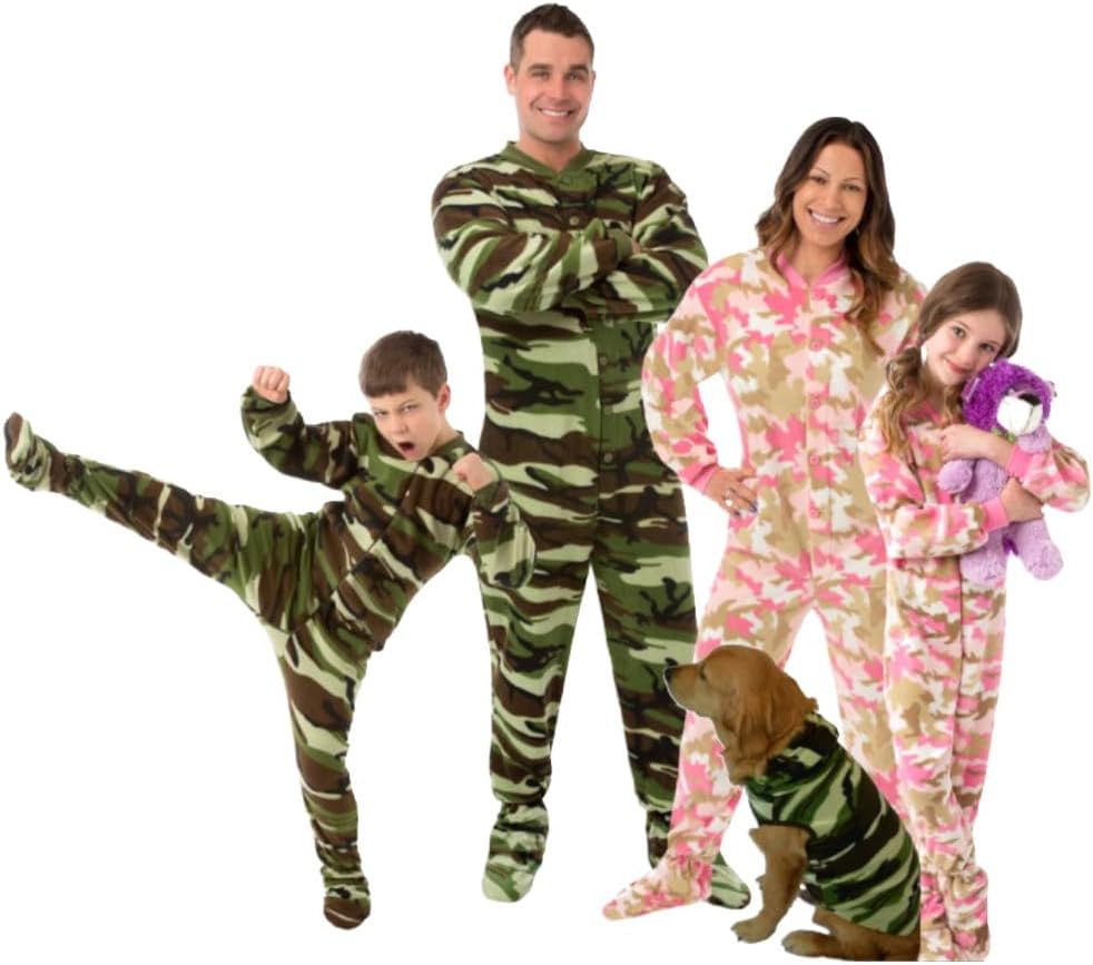 BIG FEET PAJAMA CO. Pink Camo One Piece Girls Youth Kids Footed Onesie Fleece Footie Pajamas - Image 8