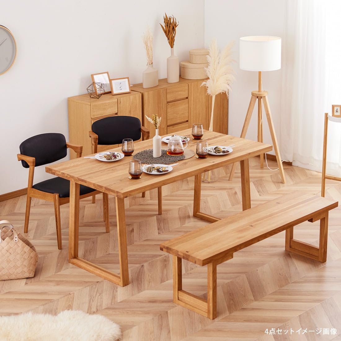 Amazon｜アリスB ダイニングテーブル 150cm 単品 4人掛け 5人 6人 食卓  