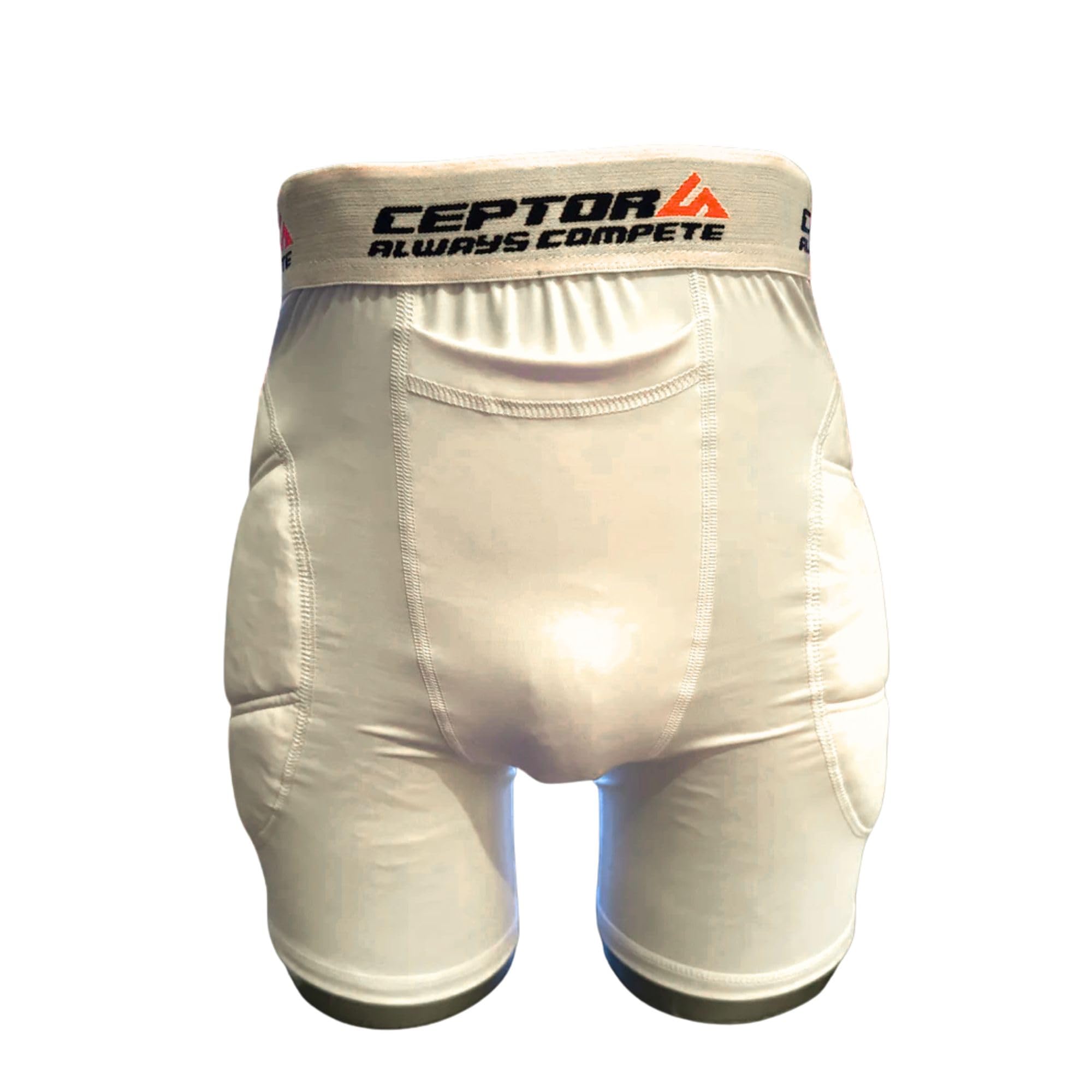 CEPTORS Sliding Shorts - Padded Baseball Sliding Shorts with Cup Pocket - Bio-Dri® Moisture-Wicking Fabric - Neoprene Hip and Thigh Protection - Lightweight and Comfortable Fit - Youth X-Large - White