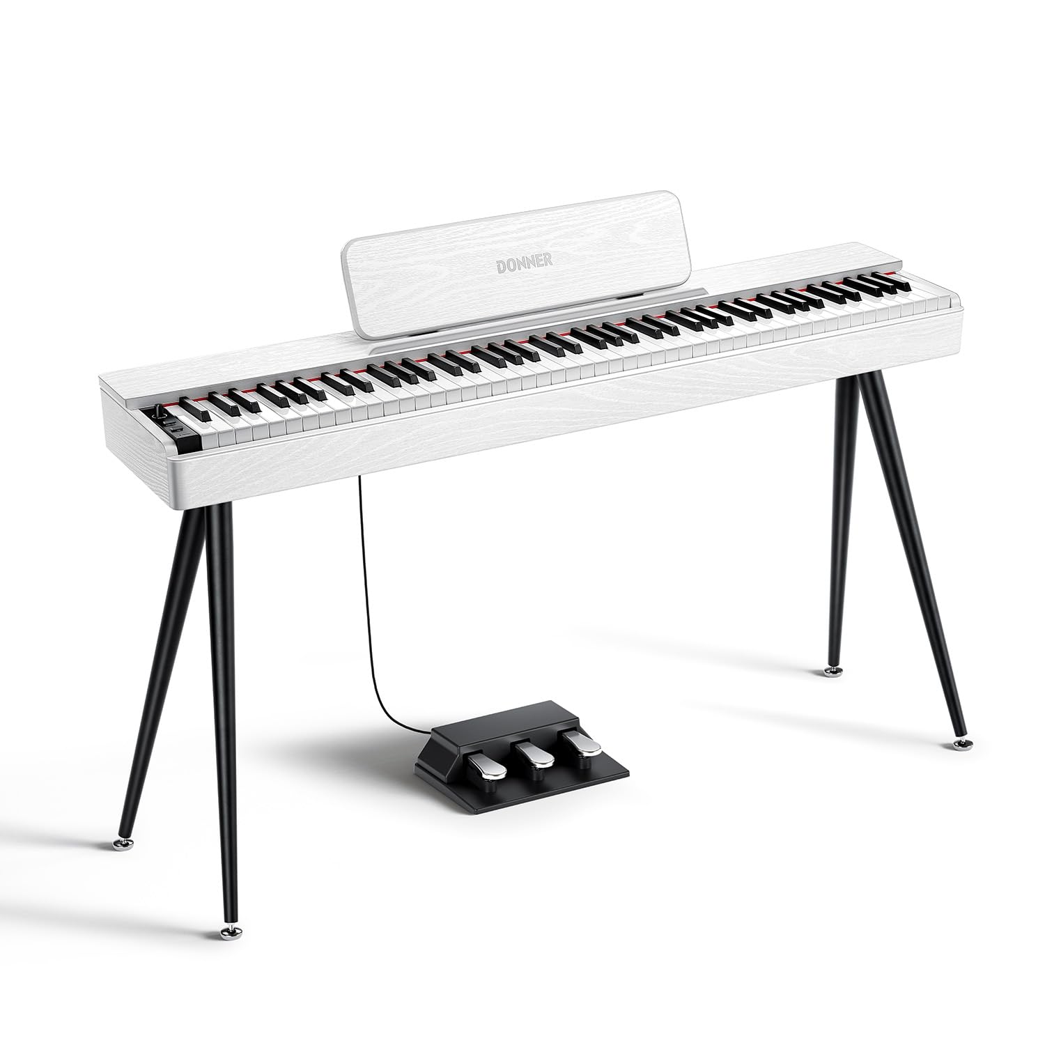 Donner OURA S100 Piano à Clavier Pondéré 88 Touches avec 3 Morceaux de Démonstration, 15 Sonorités, Bluetooth Audio/MIDI, Piano Numérique de Salon pour Débutants, Avancés, Blanc