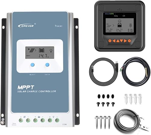 EPEVER 40A MPPT controlador de carga solar 100 V PV entrada máxima negativa tierra LiFePo4 cargador de batería WMT50 medidor remoto y sensor de