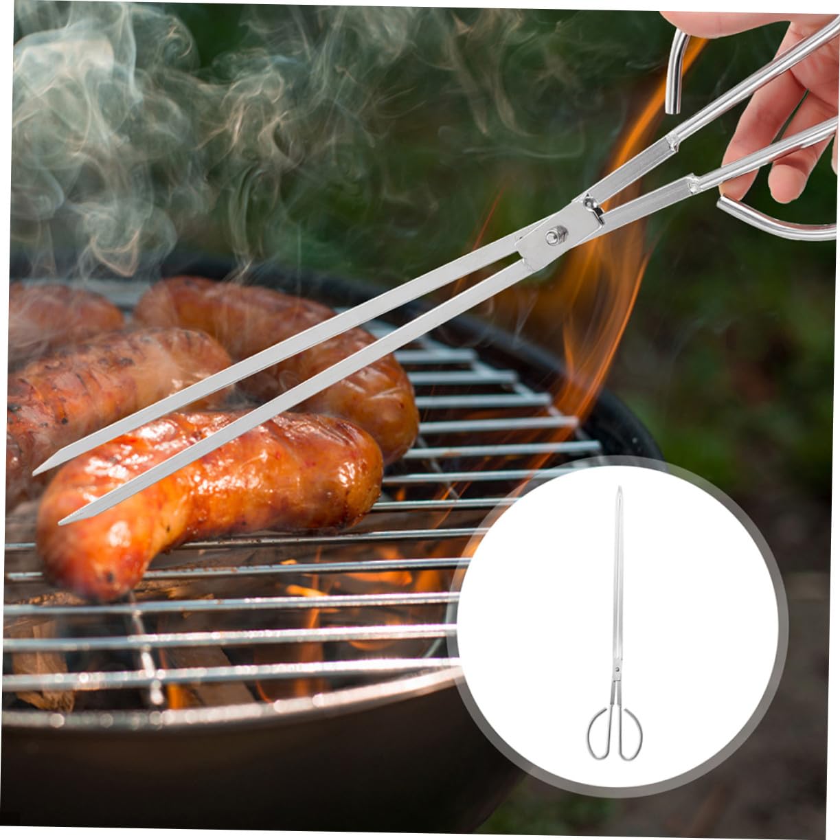 Pinza per Carbonella in Acciaio Inox con Denti Resistente e Versatile per Barbecue Falò e Campeggio per Maneggiare e Rifiuti Allaperto