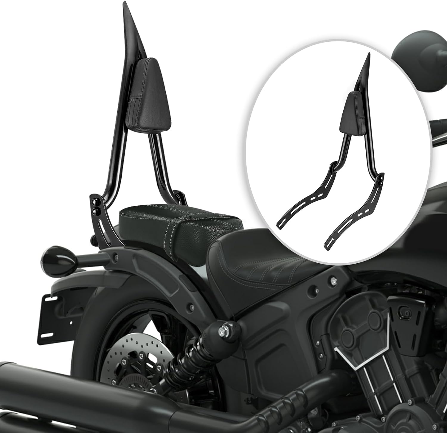 Mofun 24" Tall Passenger Backrest Sissy Bar Compatible with Indian Scout Bobber Twenty Sixty 2020-2024, Rogue Sixty 2022-2024