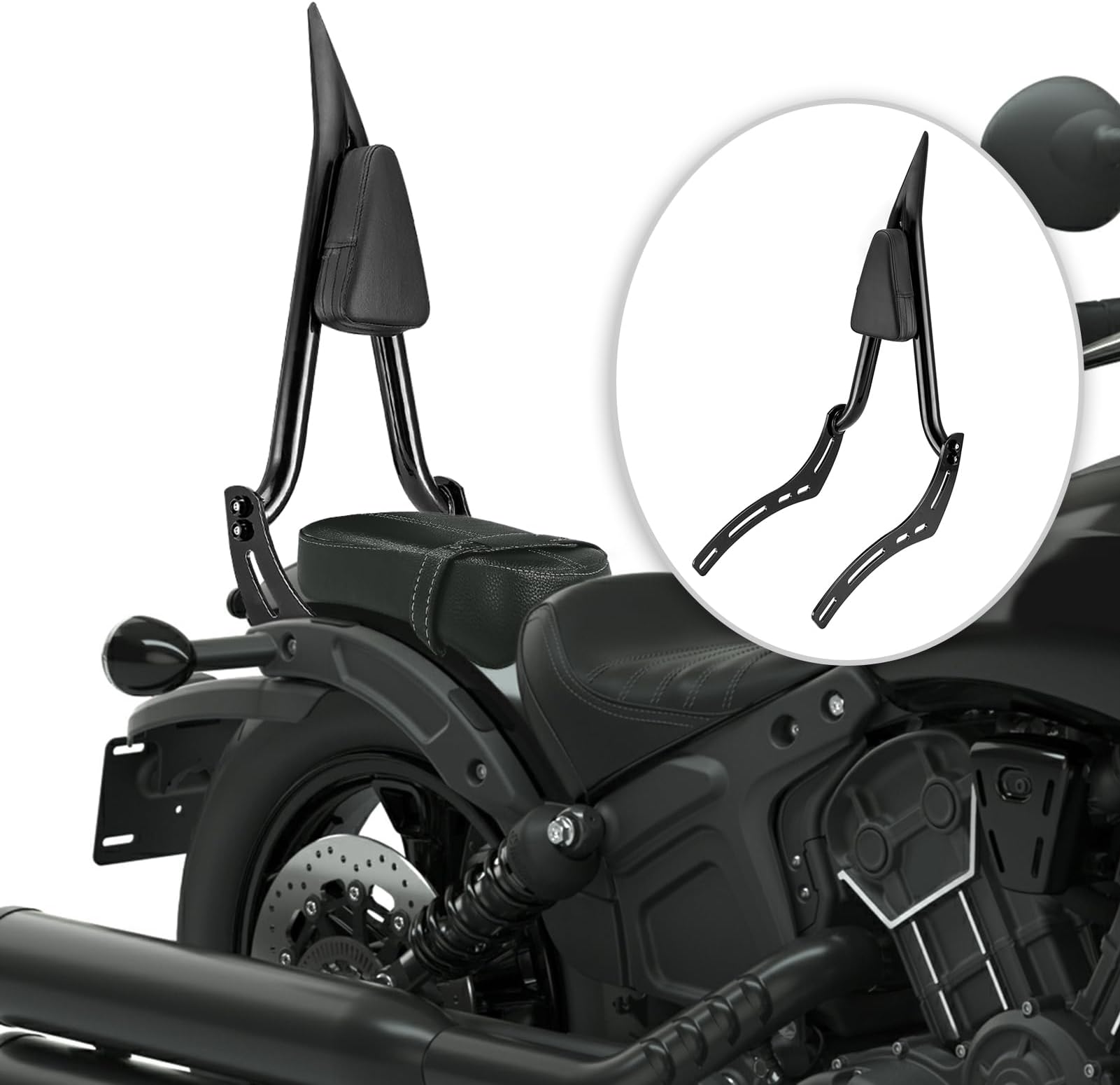 Mofun 24" Tall Passenger Backrest Sissy Bar Compatible with Indian Scout Bobber Twenty Sixty 2020-2024, Rogue Sixty 2022-2024