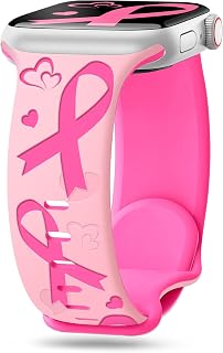 wipalor Breast Cancer Pink Ribbon Bands for Apple Watch Bands for Women