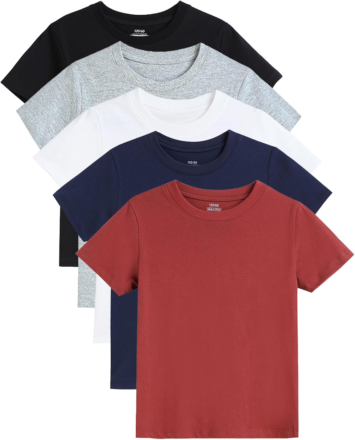 Gihuo 5 Pack Boys Tshirts Short Sleeve Shirts for Boys Cotton T-Shirts Kids Tees Clothes Summer Tops