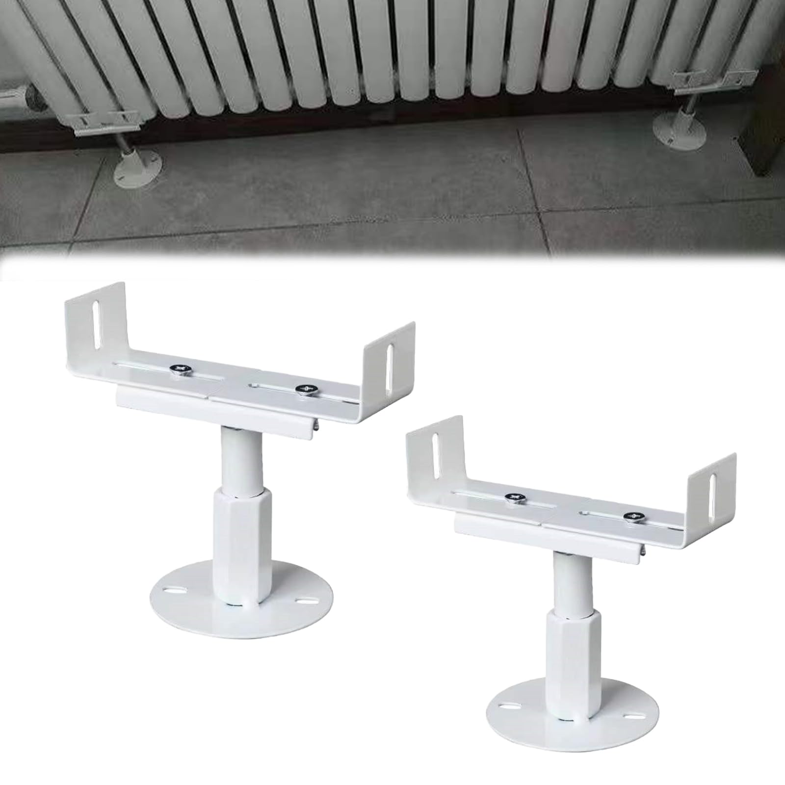 Radiateur, 2 Pièces Support De Radiateur 18-23 CM Réglable En Hauteur Et 3-22 Cm Réglable En Largeur Pieds De Radiateurs En Aluminium Support De Sol Pour Radiateurs à Colonnes