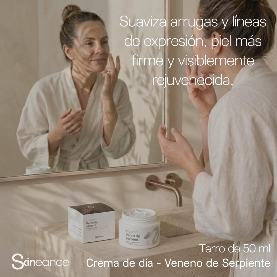 SKINEANCE - Set de crema de veneno de serpiente de 2 - Número 1 en Francia en la telecompra - Ingredientes activos anti-edad - Reduce las arrugas de expresión, la piel rugosa, y las ojeras