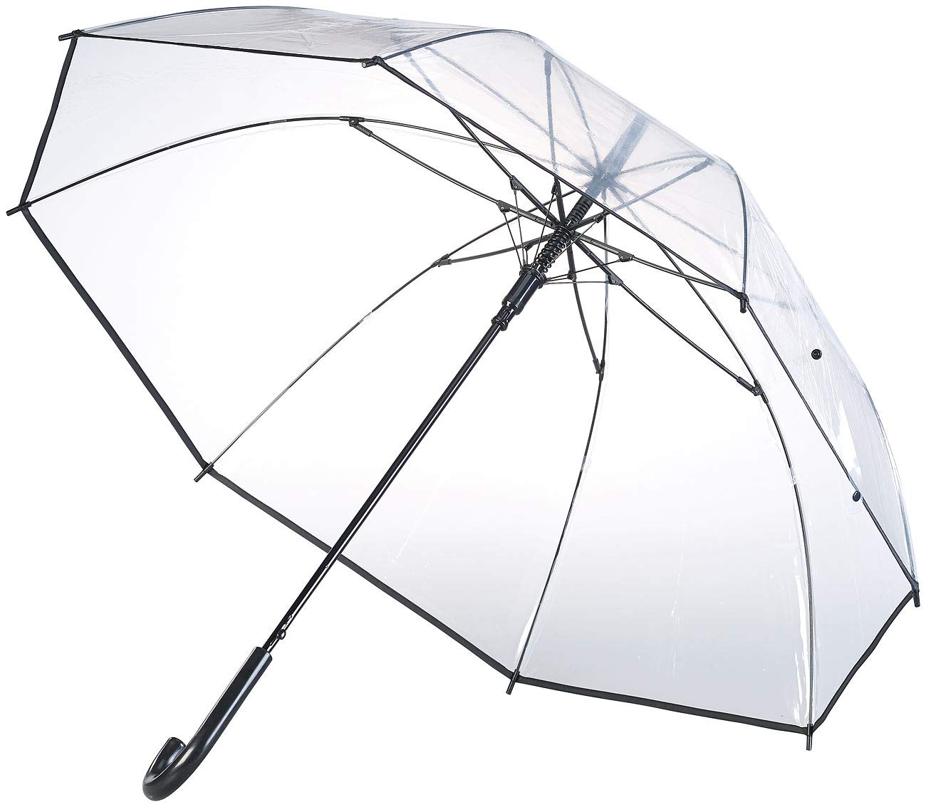 Carlo Milano Regenschirm durchsichtig: 4er-Set transparente Stock-Regenschirme, Stahl & Fiberglas, Ø 100 cm (Schirm durchsichtig, transparent XXL, Gross)
