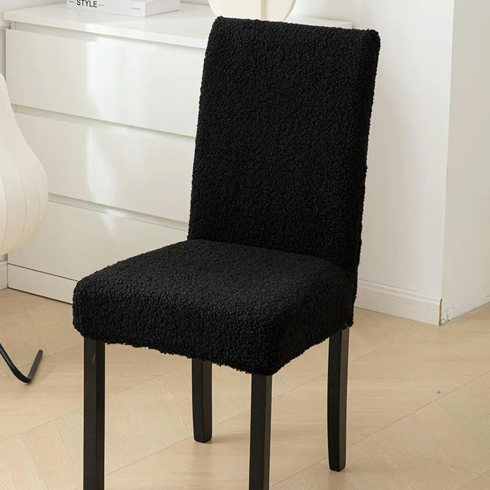 Housse de chaise polaire x4 extensible et chaude pour deco salle a manger hiver