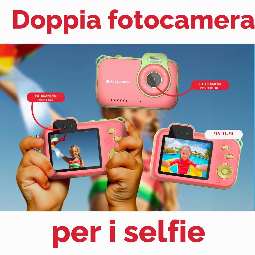 AgfaPhoto Realikids Cam Waterproof 2 – Appareil Photo Enfant Étanche 12MP, Vidéo HD, Mode Selfie, Filtres et Cadres, Jeux Intégrés, Batterie Lithium - Bleu