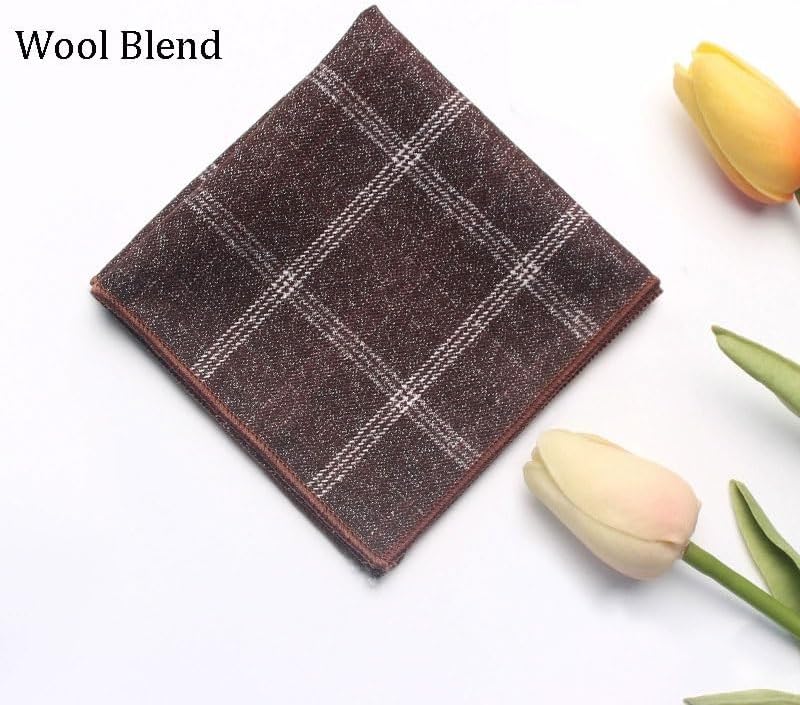 Men's Suit Pocket Square Striped Retro Gentleman Wool Blend Handkerchief