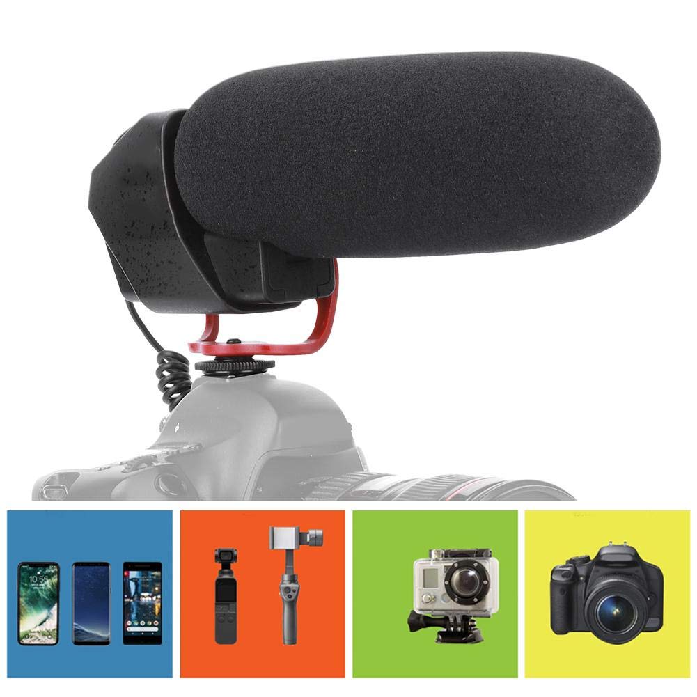 Qiilu Microfono per videocamera LYM-DM200, microfono per videocamera vocale con microfono da 3,5 mm per interviste
