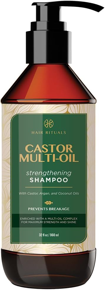 Hair Rituals Castor Multi Oil Strengthening Shampoo with Organic Argan & Coconut Oil - Complex for Maximum Strength & Shine, Prevents Breakage for all Hair Types 32oz / 960ml