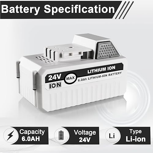 Miniatura 3 de Batería de iones de litio de repuesto de 6.0Ah 24V para Snow Joe + Sun Joe iON+ 24V Series Herramientas eléctricas inalámbricas, compatible con Snow